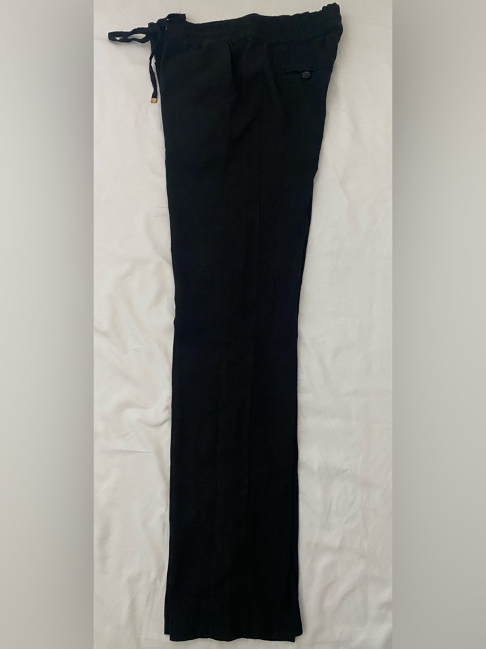Love Tree Black Drawstring Linen Blend Pants, Size S - Picture 6 of 8